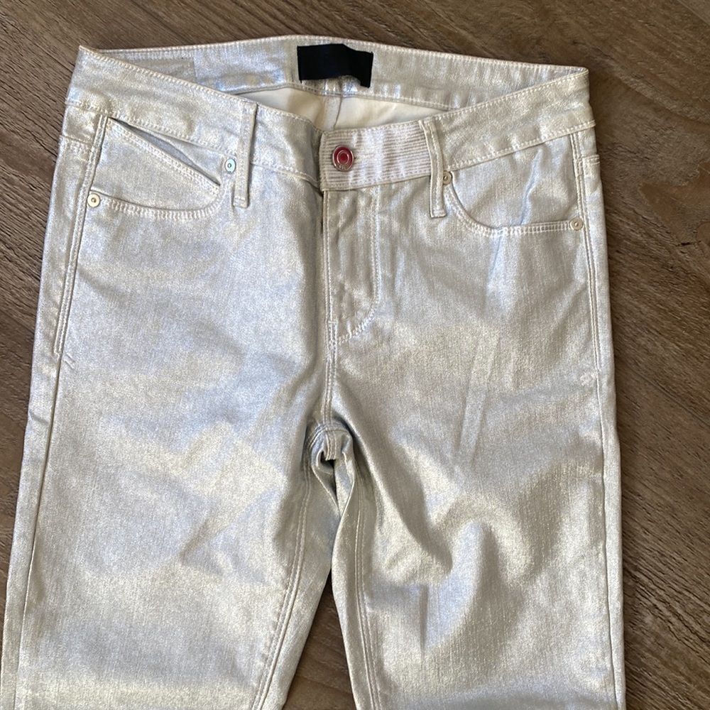 RtA Brand Women’s Silver Coated Denim Mid-rise Skinny Ankle Jean - Picture 2 of 5